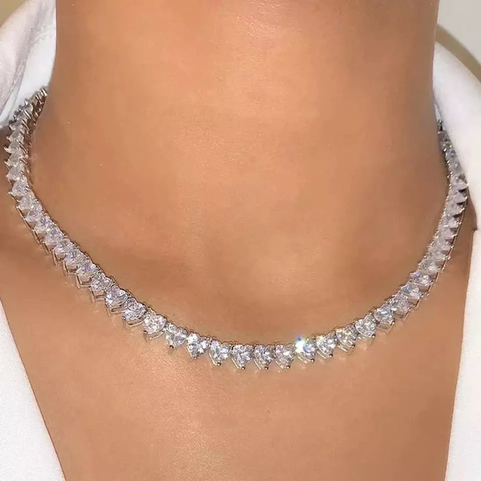 Ariana Heart Cut Zirconia CZ Tennis Chain Necklace