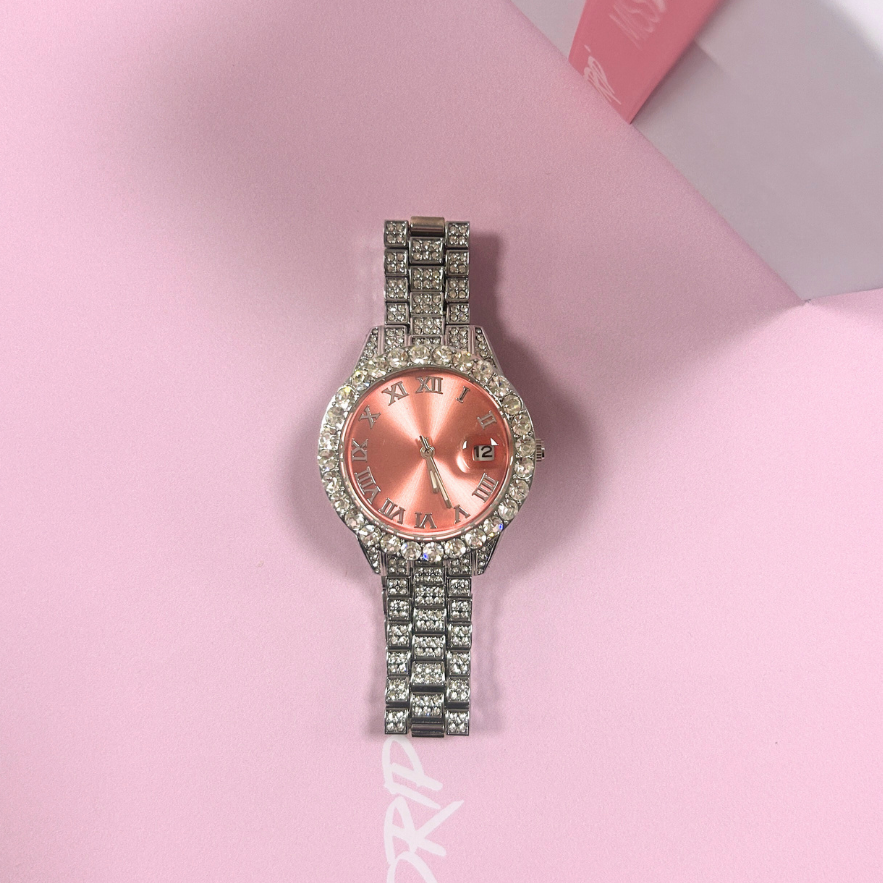 The Miami Pink Iced Diamond Luxe Watch