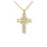 Ebony Gold Baguete Diamante Cross Pendant Necklace