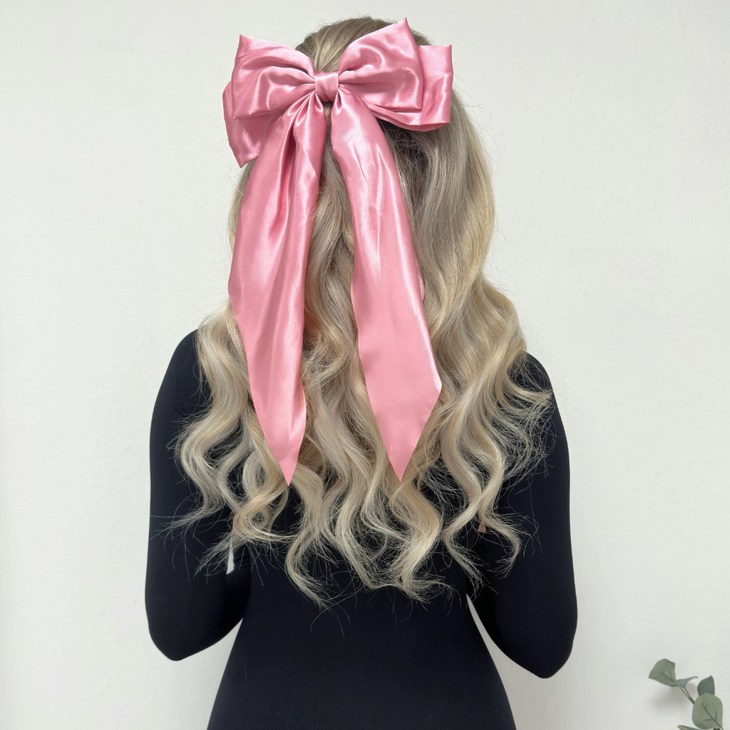 Miss Drip Large Satin Clip In Hair Bow