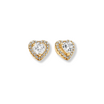 Gold Valencia Heart Encrusted Zirconia Stud Earrings
