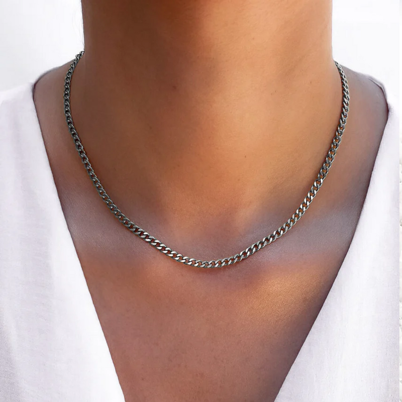 Silver Cuban Necklace Silver Chain 4mm