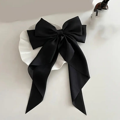 Miss Drip Large Satin Clip In Hair Bow