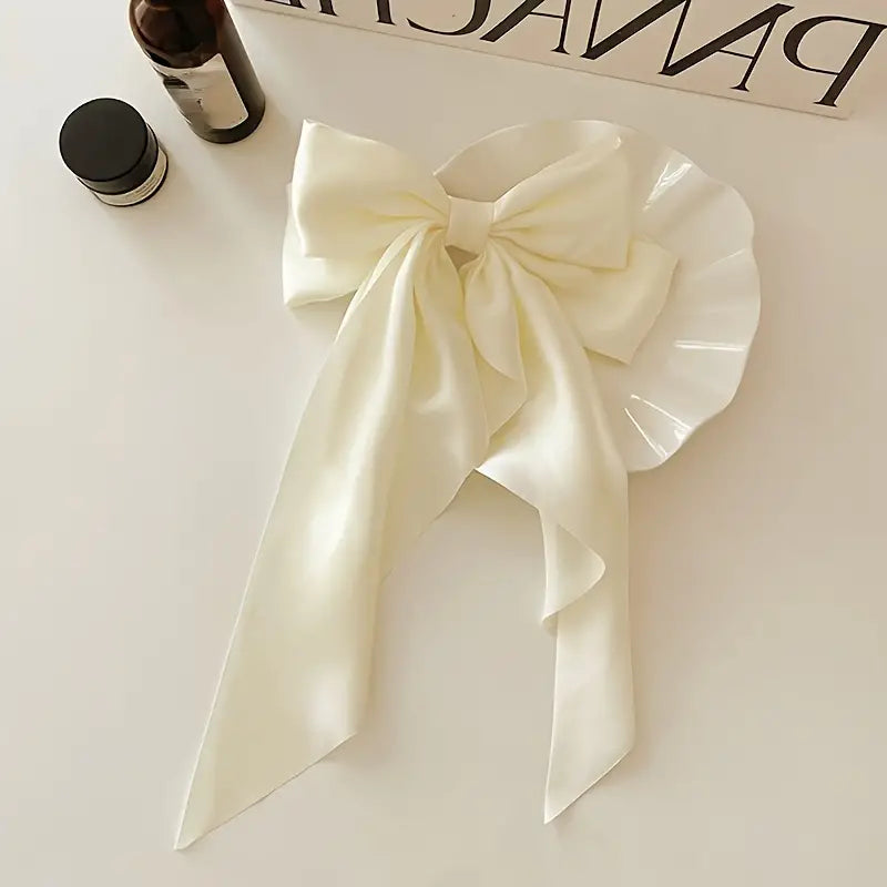 Miss Drip Large Satin Clip In Hair Bow