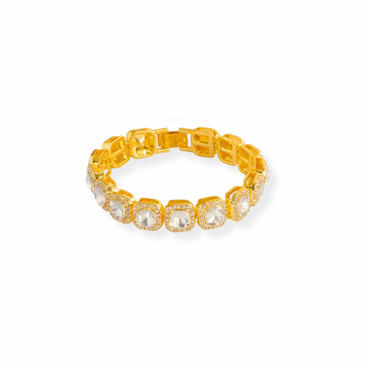 Ariel Gold Zirconia Square Rhinestone Bracelet 12MM