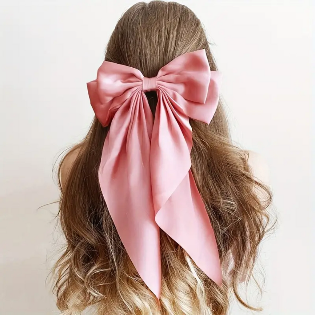 Miss Drip Large Satin Clip In Hair Bow