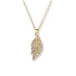 Feather Zirconia Pendant Necklace