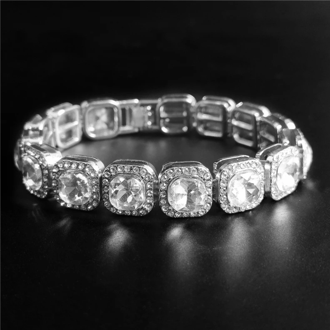 Bracelet Ariel Zircone Carré Strass 12MM Argent