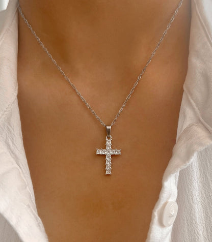 Esme Zirconia Silver Cross