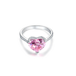 Dainty Heart Cut Zirconia Sterling Silver Ring Pink
