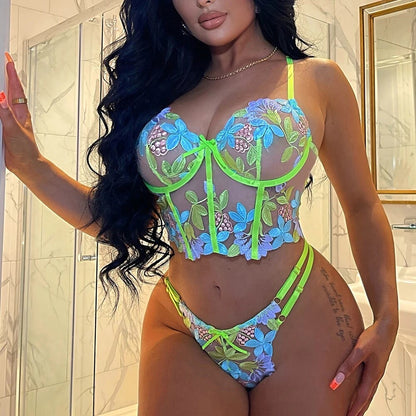 Vegas Neon Green Bustier 2 Piece Set