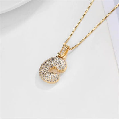 Bubble Gold Letter Pendant Necklace