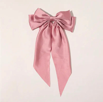 Miss Drip Large Satin Clip In Hair Bow