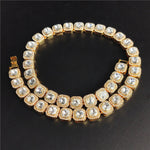 Ariel Gold Zirconia Square Rhinestone Necklace 12MM