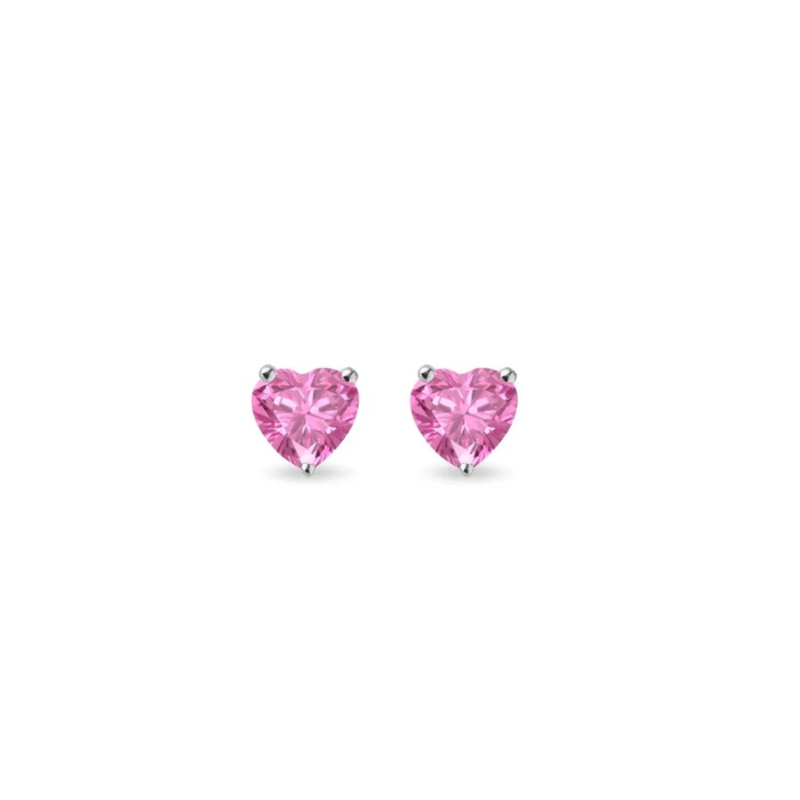 Love Pink Heart Shaped Stud Earrings