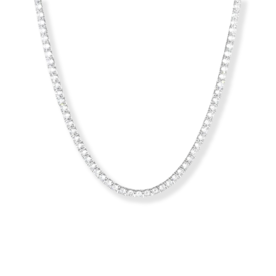 Lola-Zirkonia-Halsband-Tenniskette, 4 mm, Silber