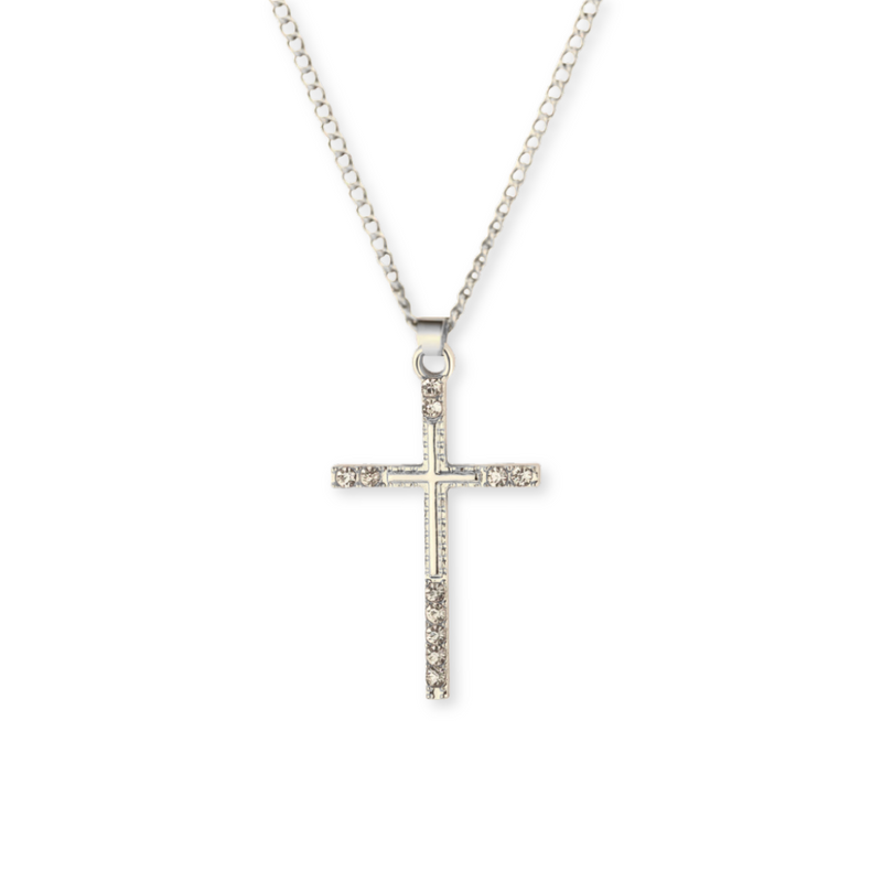 Slim Cross Zirconia Pendant Necklace