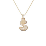 Bubble Gold Letter Pendant Necklace