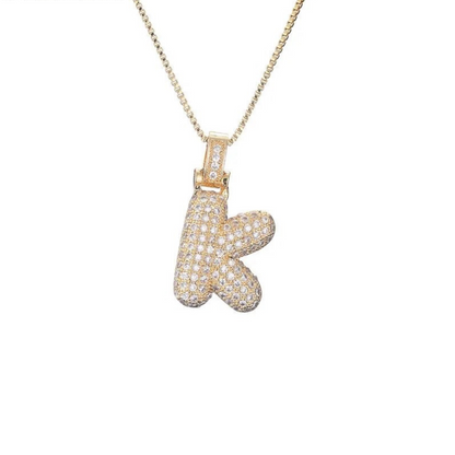 Bubble Gold Letter Pendant Necklace