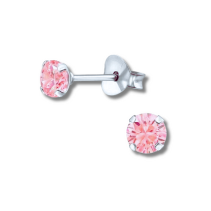 Boucles d'oreilles à tige rondes en zircone rose Xena