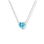 Love Zirconia Heart Necklace Blue
