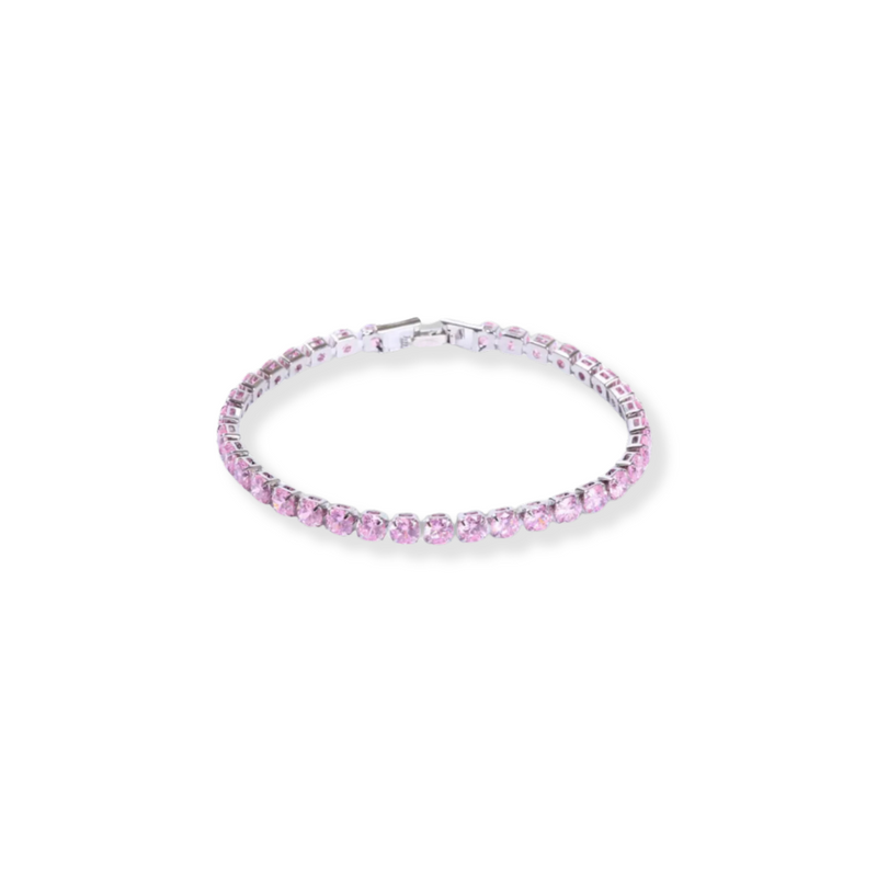 Rosa Zirconia Tennis Bracelet 4MM Pink