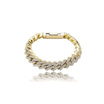 Luna Iced Zirconia Cuban Prong Bracelet 12MM Gold