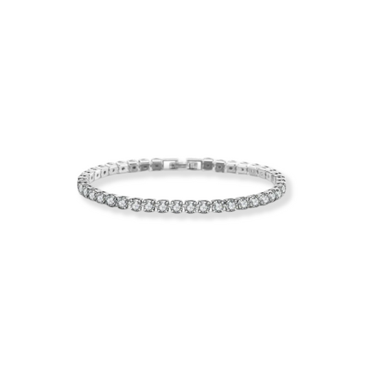 Bracelet Tennis Rosa Zircone 4MM Argent