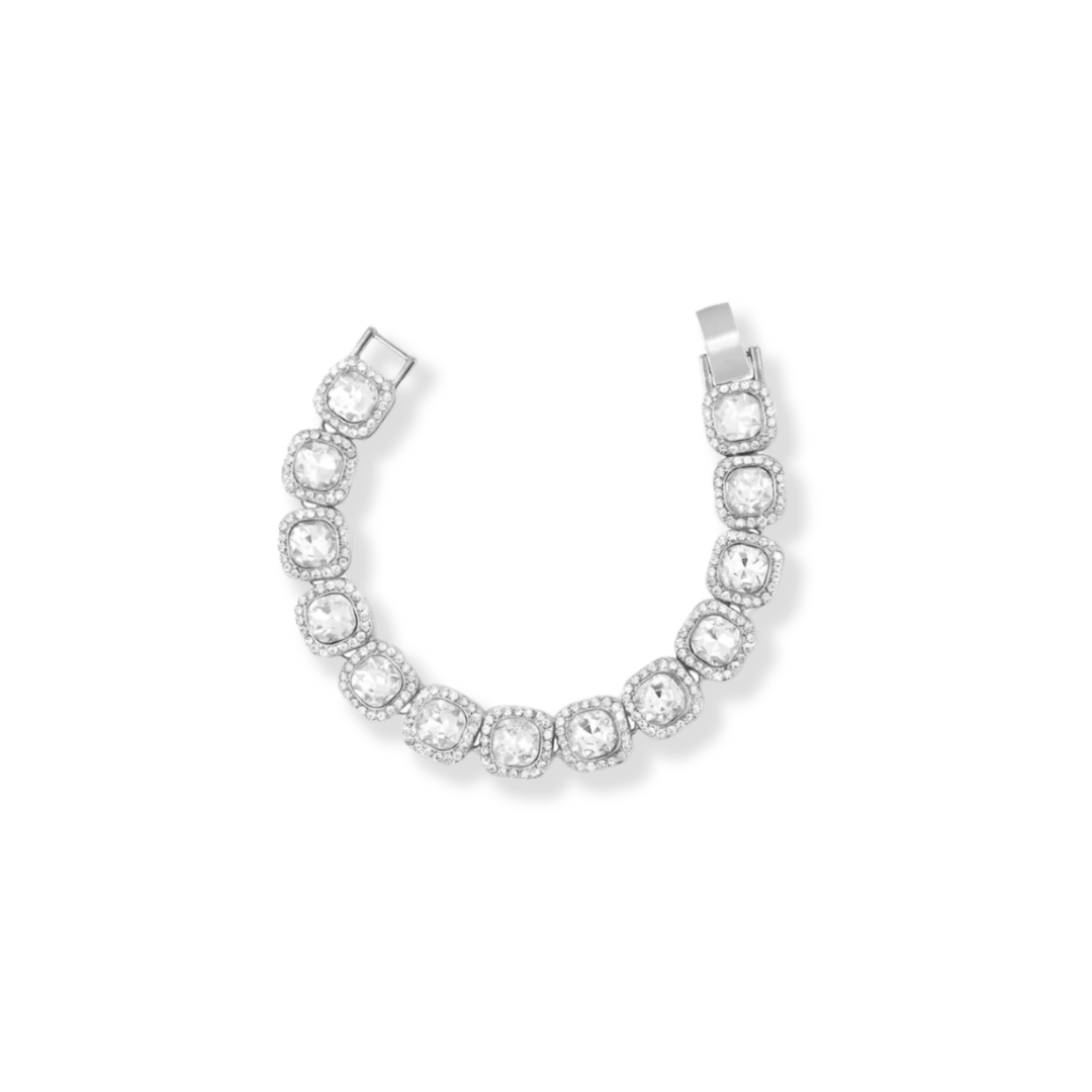 Ariel Zirconia Square Rhinestone Bracelet 12MM Silver