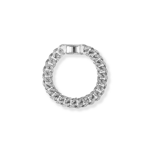 Bracelet glacé cubain de luxe 12MM Argent