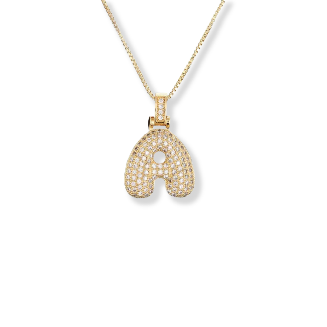 Bubble Gold Letter Pendant Necklace