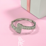 Athena Platinum Iced Square Cubic Bracelet Bangle