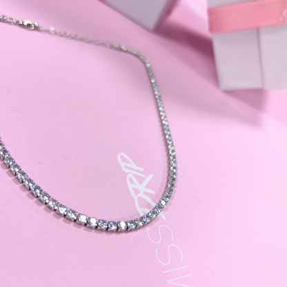 Lola Zirconia Choker Tennis Chain 4MM Silver