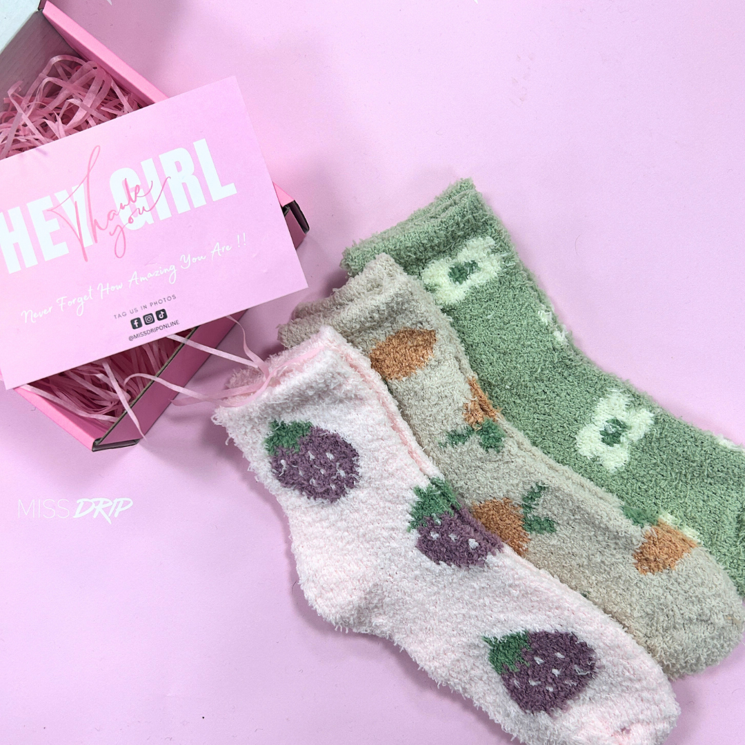 Miss Drip Fluffy Sock Bundle x3 CLEARANCE