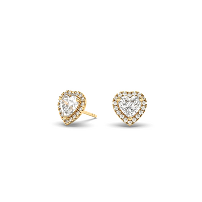 Gold Valencia Heart Encrusted Zirconia Stud Earrings