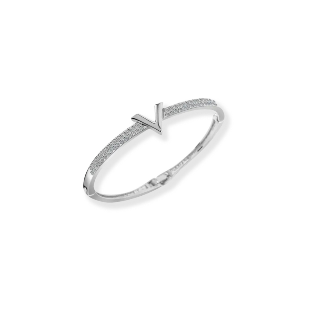 V Design Diamante Bangle Bracelet