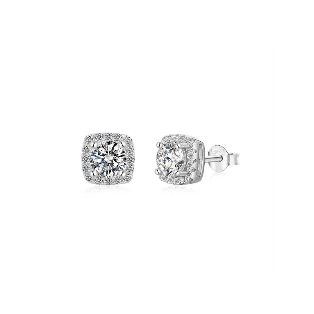 Boucles d'oreilles Chloe Square Stud Zirconia Blanc