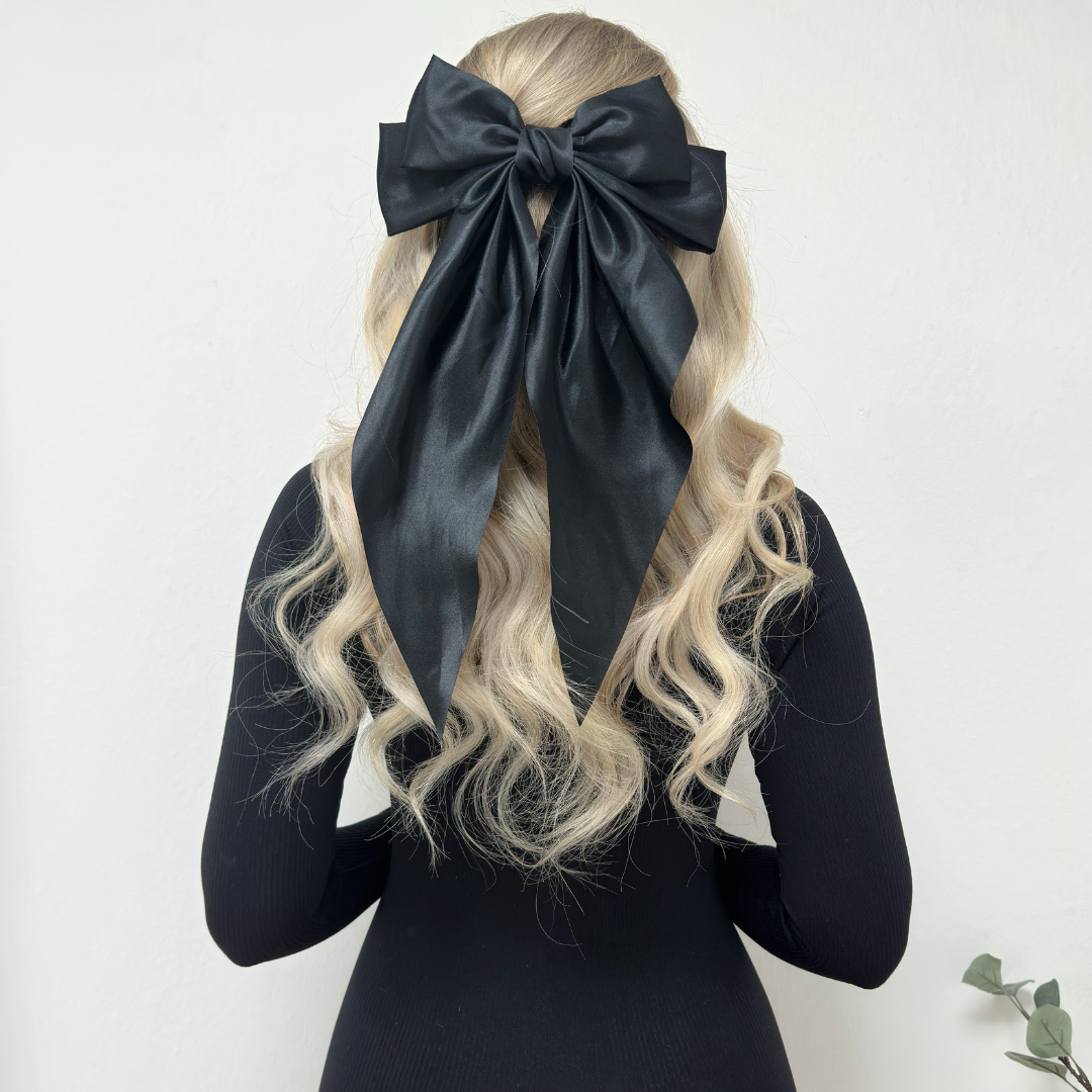 Miss Drip Large Satin Clip In Hair Bow