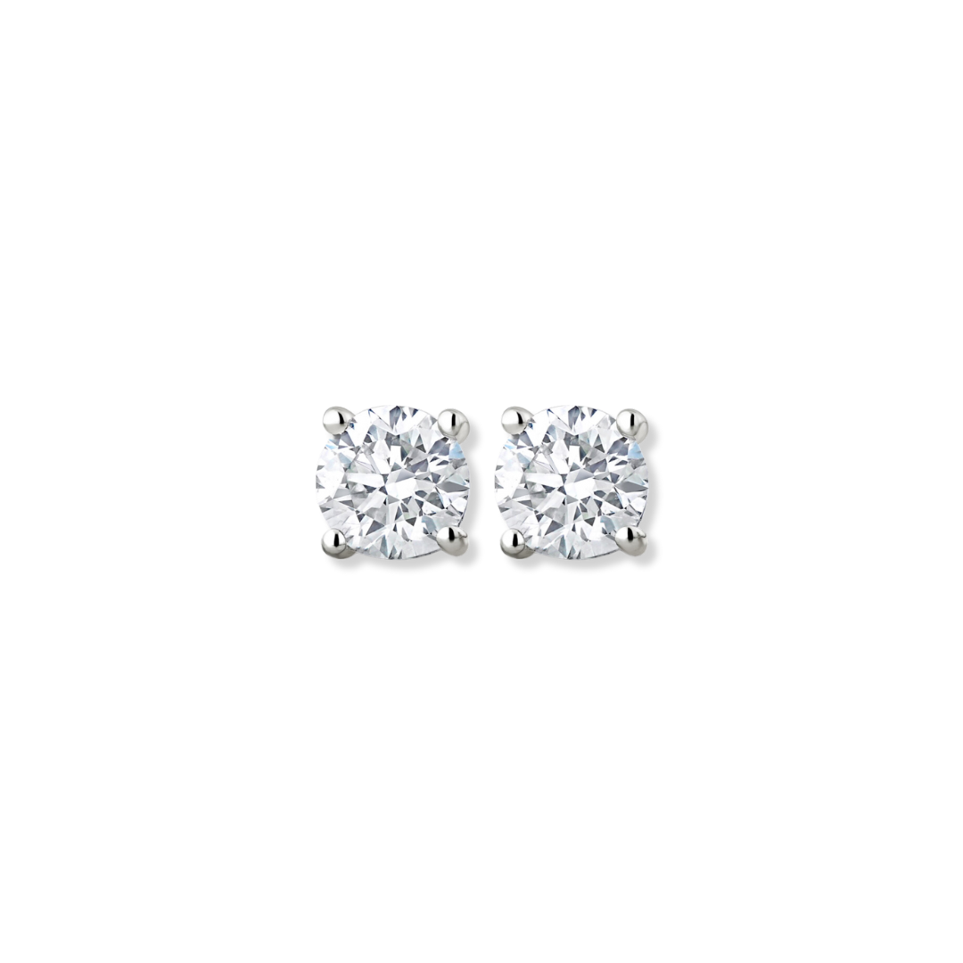 Xena Round Cut Zirconia Stud Earrings White