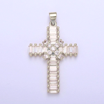 Ebony Silver Baguete Diamante Cross Pendant Necklace
