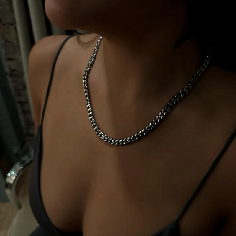 Cuban 8mm Chain Silver Necklace