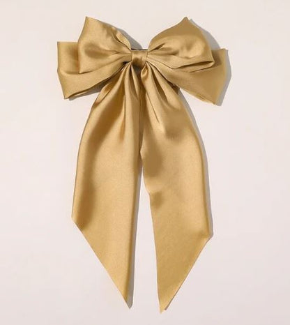 Miss Drip Large Satin Clip In Hair Bow