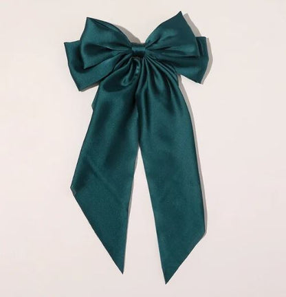 Miss Drip Large Satin Clip In Hair Bow