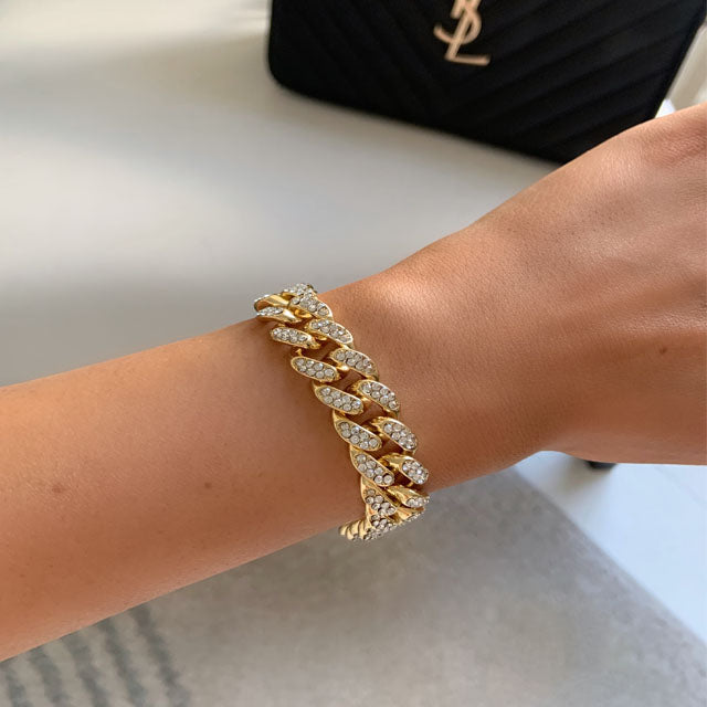 Luxe Cuban Iced Bracelet 12MM Gold