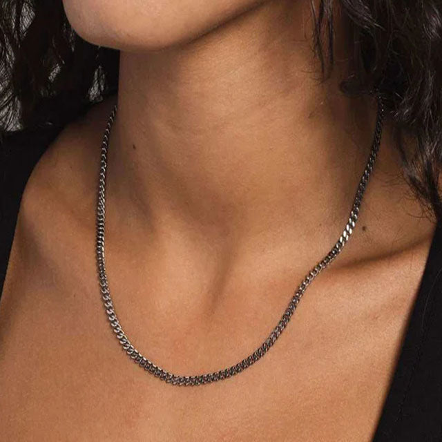 Kubanische Halskette aus Sterlingsilber, Silberkette, 4 mm