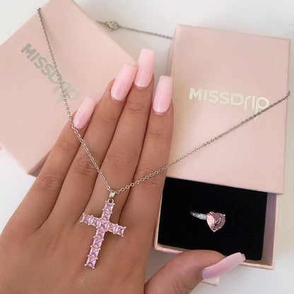 Esme Zirconia Sterling Pink Cross