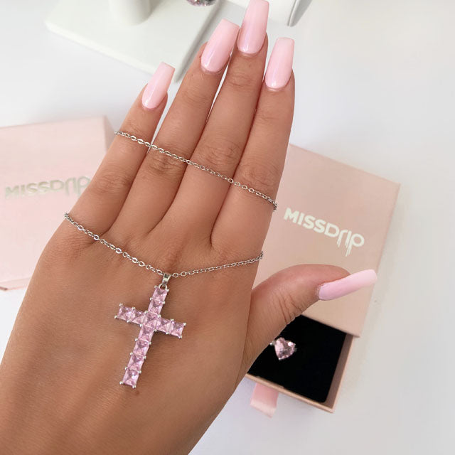 Esme Zirconia Sterling Pink Cross