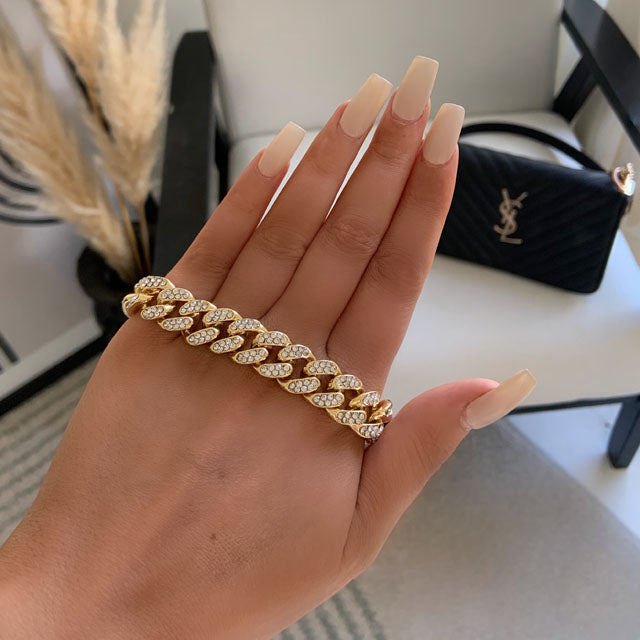 Luxe Cuban Iced Bracelet 12MM Gold