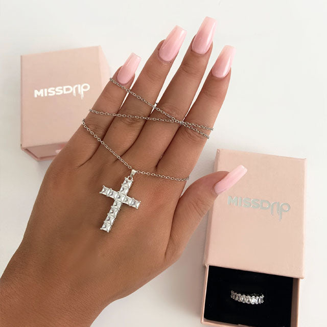 Esme Zirconia Silver Cross